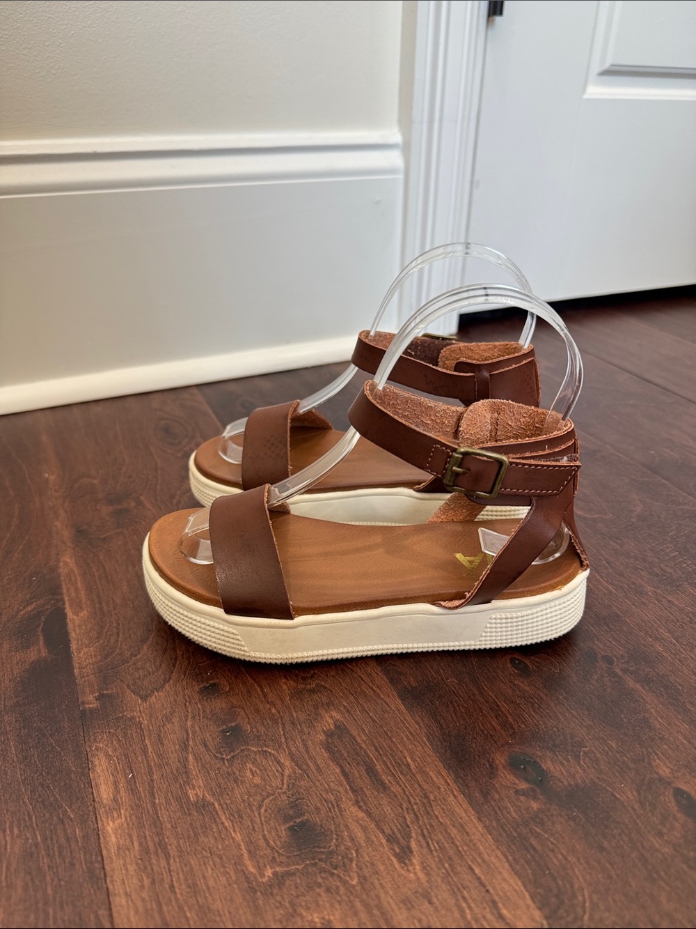 MIA brand Girls Brown Sandals Little Ellen Vegan Leather, size 2